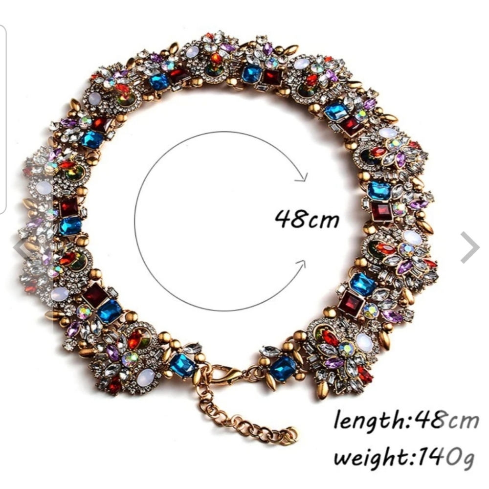 Multi Color Rhinestone Statement W/Geometric Shap… - image 1